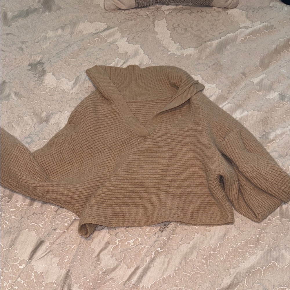 Cozy Tan Cowl Neck Sweater